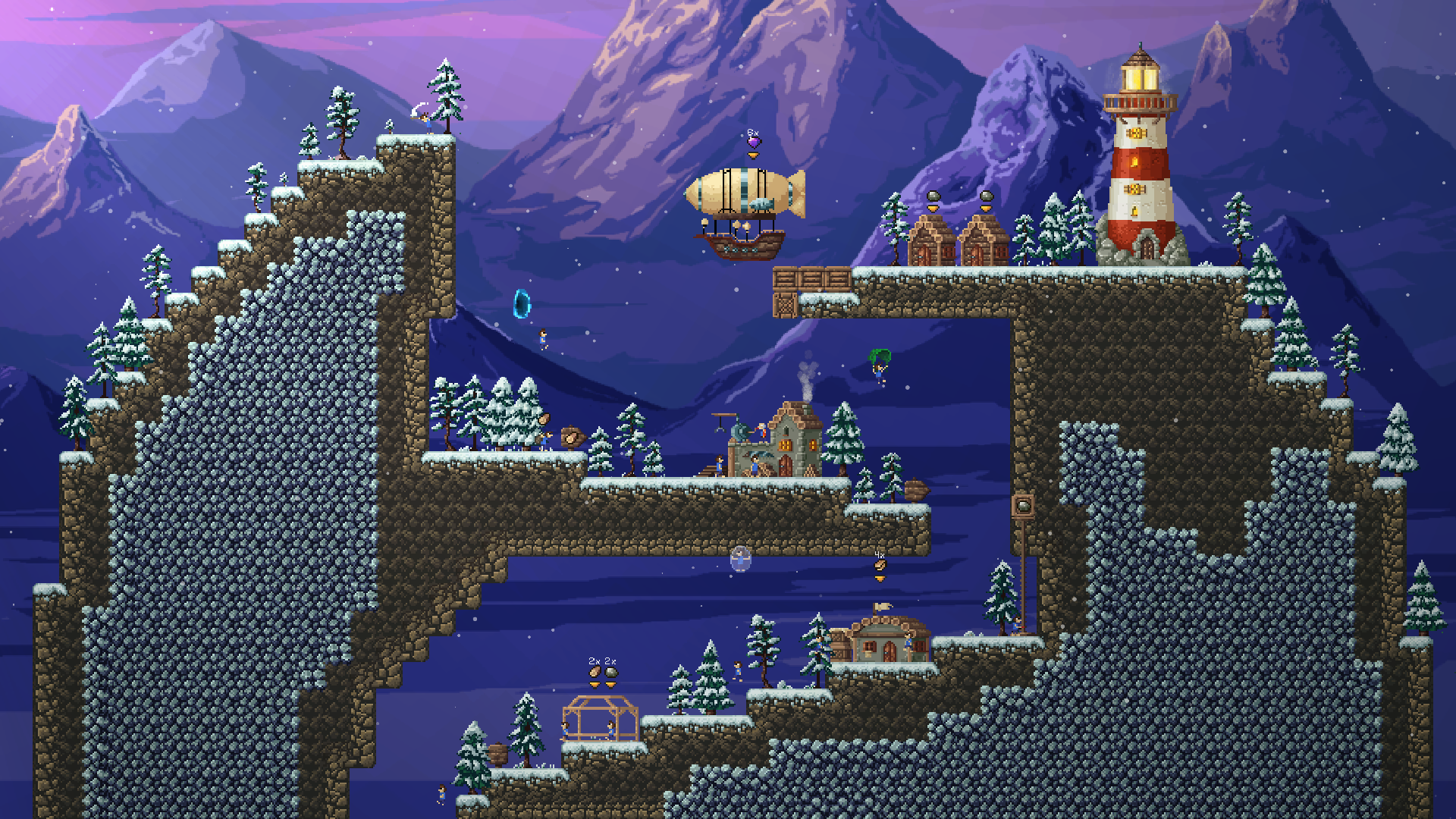 Handcrafted Craftlings scenario with terrain routes and worker infrastructure